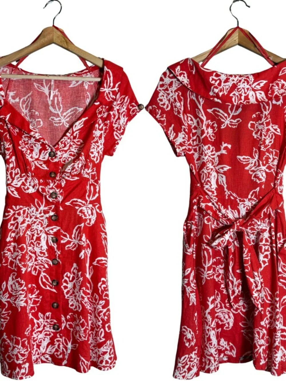 Free People A Thing Called Love Floral Mini Dress Womens 4 Red Cherry Combo NWOT - Picture 3 of 16